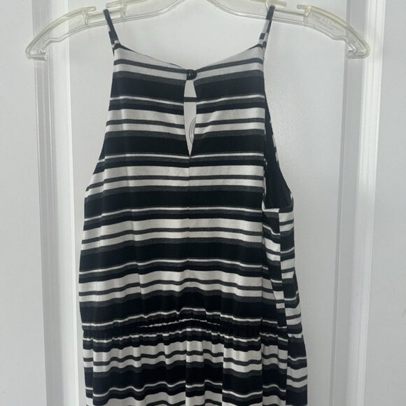 A. Byer Dresses & Skirts - A. Byer Maxi Dress S Black White Stripe High Neck Key Hole Sleeveless